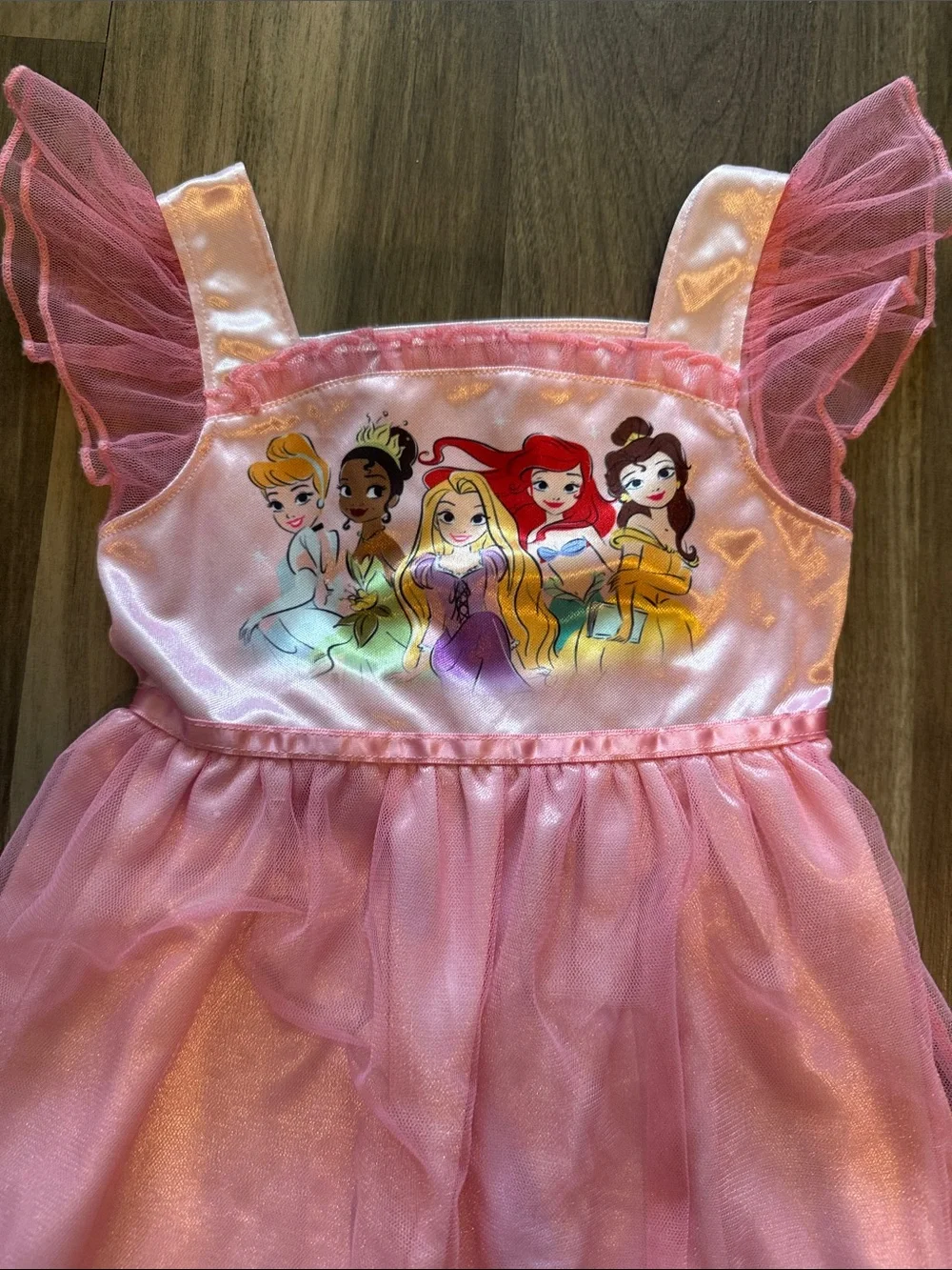 Disney Pink Princess Character Dress with Tulle Flutter Sleeves - Picture 2 of 6